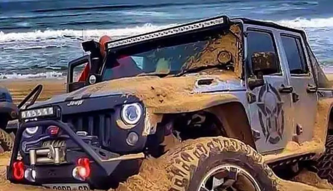 Jeep stuck on beach